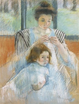 Study for "Young Mother Sewing" - Mary Cassatt
