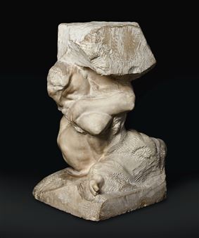CARIATIDE TOMBÉE PORTANT SA PIERRE, AGRANDISSEMENT D'UN TIERS - Auguste Rodin