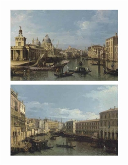 Venice: The Entrance to the Grand Canal; and The Grand Canal from the Ca' da Mosto to the Fabbriche Nuove, with the Rialto Bridge - Bernardo Bellotto