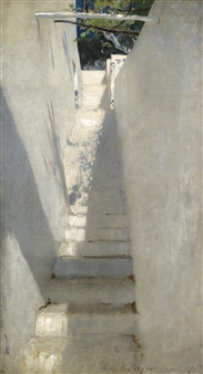 STAIRCASE IN CAPRI (STUDY OF A STAIRCASE; STUDY OF A STAIRCASE, CAPRI) - John Singer Sargent
