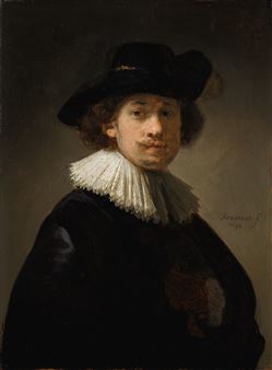 SELF-PORTRAIT OF THE ARTIST, HALF-LENGTH, WEARING A RUFF AND A BLACK HAT - Rembrandt van Rijn