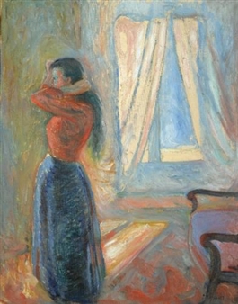 Kvinne som speiler seg (Woman Looking in the Mirror) - Edvard Munch