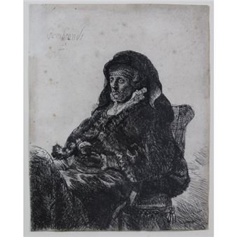 REMBRANDT'S MOTHER IN WIDOW'S DRESS AND BLACK GLOVES - Rembrandt van Rijn