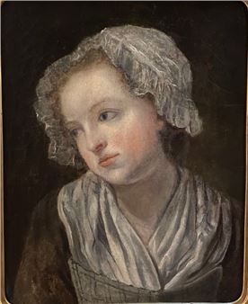 after Jean-Baptiste GREUZE Head of a young girl On its original canvas 40.5 x 32 cm - Jean-Baptiste Greuze