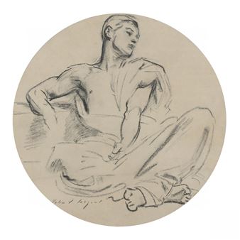 Study of a Seated Male in Roundel - John Singer Sargent