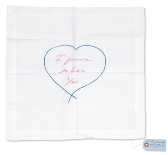 I Promise to Love You - Napkin (Pink and Blue - Tracey Emin